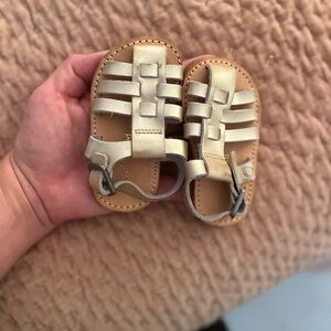 Freshly Picked Leather Baby Sandals in Gold and Tan